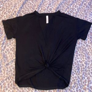Black V-neck neck hug shirt